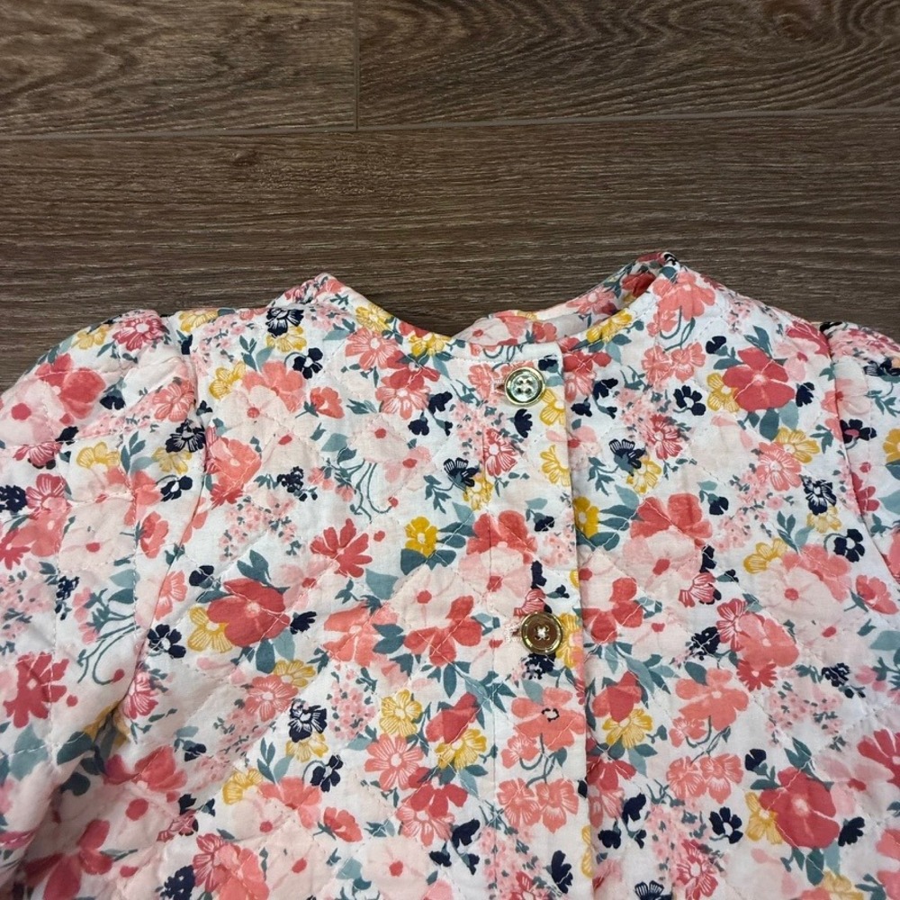 Janie and Jack Girls Quilted Floral Jacket Sz 6 Lightweight, Button Front - Picture 5 of 12